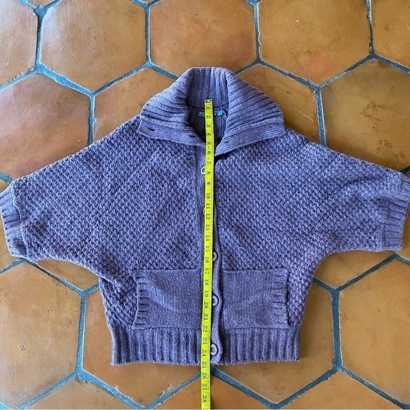 Prana MILONE Cardigan Sweater Womens Medium M Short Batwing Chunky Knit Purple - Picture 10 of 10